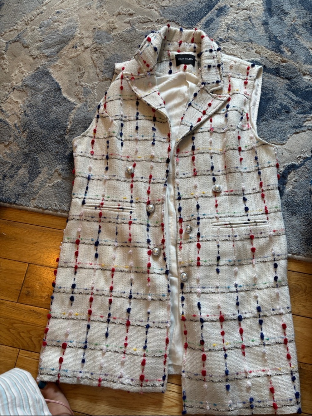 Dolce Cabo Textured Tweed Jacket with Multicolor Dots